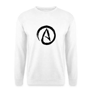 Atheismus Symbol Atheist Bürste Geschenk - Unisex Pullover - Weiß - Vorne - Alina (178cm) & Michal (187cm)