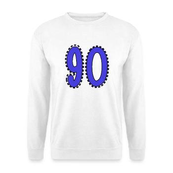 90. 90 JAHRE. 90. JAHRESTAG. 90-JÄHRIGES JUBILÄUM. - Unisex Pullover - Weiß - Vorne - Alina (178cm) & Michal (187cm)