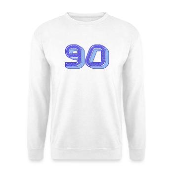 90. 90 JAHRE. 90. JAHRESTAG. 90-JÄHRIGES JUBILÄUM. - Unisex Pullover - Weiß - Vorne - Alina (178cm) & Michal (187cm)