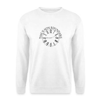 Zeit ist nicht erstattungsfähig - Unisex Pullover - Weiß - Vorne - Alina (178cm) & Michal (187cm)