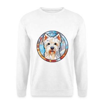 West Highland White Terrier Hunderasse Aquarell - Unisex Pullover - Weiß - Vorne - Alina (178cm) & Michal (187cm)
