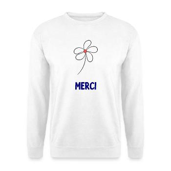 VIELEN DANK. DANKE. VIELEN DANK. JAHRESTAG. GEBURT. - Unisex Pullover - Weiß - Vorne - Alina (178cm) & Michal (187cm)