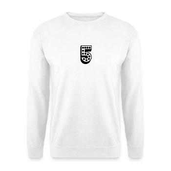5. 5 JAHRE. 5-JÄHRIGES JUBILÄUM. 5-JÄHRIGES JUBILÄUM. 5. - Unisex Pullover - Weiß - Vorne - Alina (178cm) & Michal (187cm)