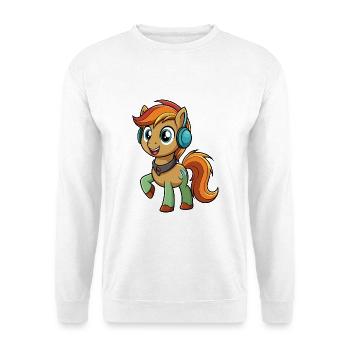 Pony Lustige Zeichentrickfigur Kopfhörer Musik - Unisex Pullover - Weiß - Vorne