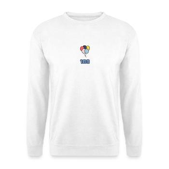 100. 100 JAHRE. 100-JÄHRIGES JUBILÄUM. 100. GEBURTSTAG - Unisex Pullover - Weiß - Vorne - Alina (178cm) & Michal (187cm)