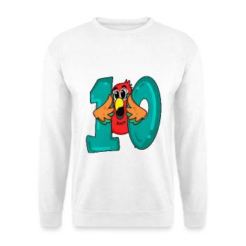 10 Geburtstag - Papagei Vogel mit der Nummer 10 - Unisex Pullover - Weiß - Vorne