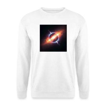 Kosmischer Orbit Kunstdruck - Unisex Pullover - Weiß - Vorne - Alina (178cm) & Michal (187cm)