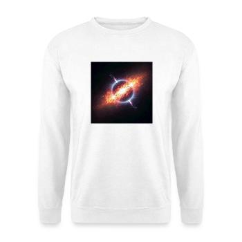 Kosmischer Orbit Kunstdruck - Unisex Pullover - Weiß - Vorne - Alina (178cm) & Michal (187cm)