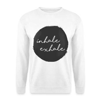 inhale exhale yoga - Unisex Pullover - Weiß - Vorne - Alina (178cm) & Michal (187cm)