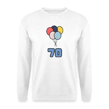 70. 70 JAHRE. 70-JÄHRIGES JUBILÄUM. GEBURTSTAG 70 JAHRE. - Unisex Pullover - Weiß - Vorne - Alina (178cm) & Michal (187cm)