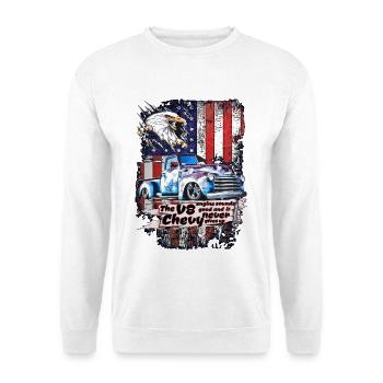 V8 Power Eagle USA - Unisex Pullover - Weiß - Vorne - Alina (178cm) & Michal (187cm)