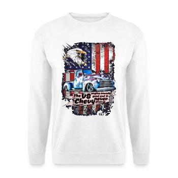 V8 Power Eagle USA - Unisex Pullover - Weiß - Vorne - Alina (178cm) & Michal (187cm)