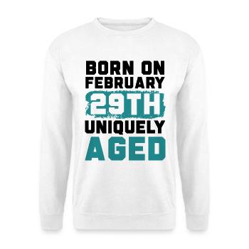 Happy Birthday Schaltjahr 29. Februar Schalttag - Unisex Pullover - Weiß - Vorne - Alina (178cm) & Michal (187cm)