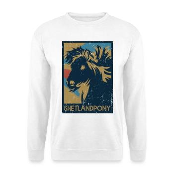 Wuscheliges Shetlandpony Ponyhof - Unisex Pullover - Weiß - Vorne - Alina (178cm) & Michal (187cm)