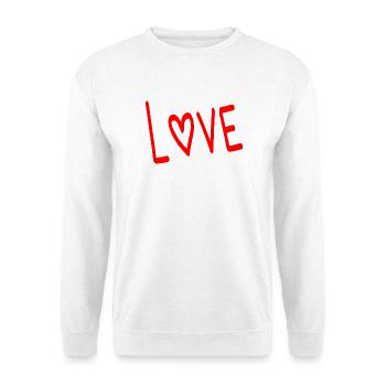 VALENTINSTAG. ICH LIEBE DICH. ICH LIEBE DICH. LIEBE. LIEBE - Unisex Pullover - Weiß - Vorne - Alina (178cm) & Michal (187cm)