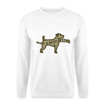 Man's best Friend - Hund Silhouette - Unisex Pullover - Weiß - Vorne - Alina (178cm) & Michal (187cm)