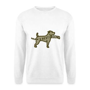 Man's best Friend - Hund Silhouette - Unisex Pullover - Weiß - Vorne - Alina (178cm) & Michal (187cm)