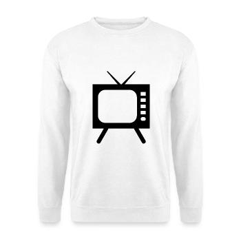 Fernseher Symbol - Unisex Pullover - Weiß - Vorne - Alina (178cm) & Michal (187cm)