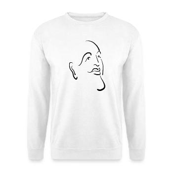 Mit dem Gesicht zum Horizont stilisiert in Tinte - Unisex Pullover - Weiß - Vorne - Alina (178cm) & Michal (187cm)