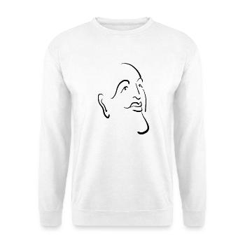 Mit dem Gesicht zum Horizont stilisiert in Tinte - Unisex Pullover - Weiß - Vorne - Alina (178cm) & Michal (187cm)