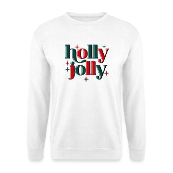 Holly Jolly Xmas - Unisex Pullover - Weiß - Vorne - Alina (178cm) & Michal (187cm)