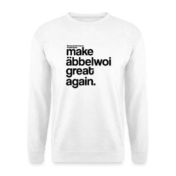 make äbbelwoi great again - Unisex Pullover - Weiß - Vorne - Alina (178cm) & Michal (187cm)