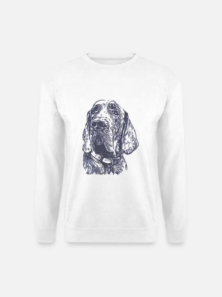 Hundekuscheln in Linienkunst - Unisex Pullover - Weiß