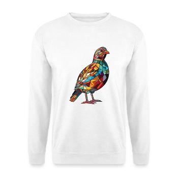 Rebhuhn Buntes Aquarell Tier Illustration - Unisex Pullover - Weiß - Vorne - Alina (178cm) & Michal (187cm)