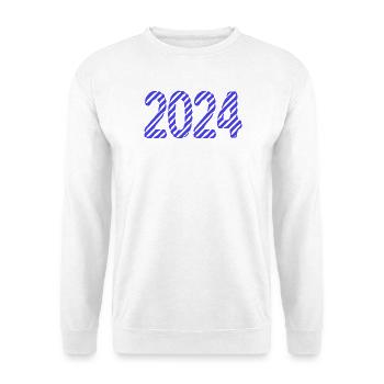 2024. FROHES NEUES JAHR. SILVESTER. NEUJAHR - Unisex Pullover - Weiß - Vorne - Alina (178cm) & Michal (187cm)