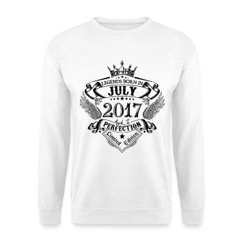 2017 Juli 2017 Geburtstag Juli 2017 - Unisex Pullover - Weiß - Vorne - Alina (178cm) & Michal (187cm)