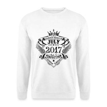 2017 Juli 2017 Geburtstag Juli 2017 - Unisex Pullover - Weiß - Vorne - Alina (178cm) & Michal (187cm)