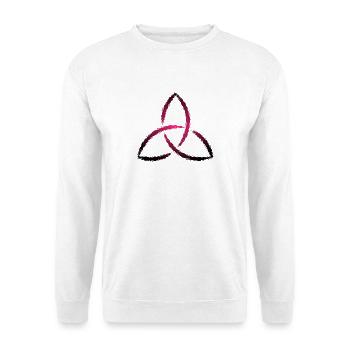 Keltisches Symbol Triquetra - Unisex Pullover - Weiß - Vorne - Alina (178cm) & Michal (187cm)