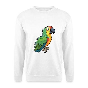Papageien-Karikatur-Kawaii-Aquarell-Illustration - Unisex Pullover - Weiß - Vorne - Alina (178cm) & Michal (187cm)