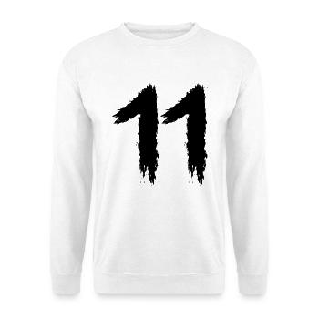 Zahl 11 Lieblingszahl Bürste - Unisex Pullover - Weiß - Vorne - Alina (178cm) & Michal (187cm)