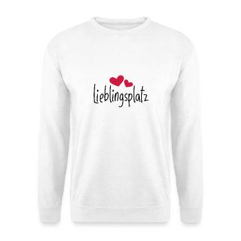 Lieblingsplatz Kissen mit Herz - Unisex Pullover - Weiß - Vorne