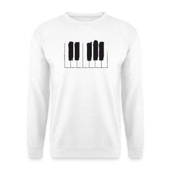 Klavier, Tastaturtasten. Klaviertag. Musik. - Unisex Pullover - Weiß - Vorne - Alina (178cm) & Michal (187cm)