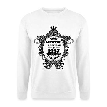 1957 - Unisex Pullover - Weiß - Vorne - Alina (178cm) & Michal (187cm)