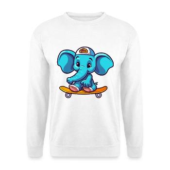 Lustiger Elefant Kawaii Cartoon spielt Skateboard - Unisex Pullover - Weiß - Vorne - Alina (178cm) & Michal (187cm)