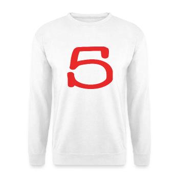 5. 5 JAHRE. 5-JÄHRIGES JUBILÄUM. 5-JÄHRIGES JUBILÄUM. 5. - Unisex Pullover - Weiß - Vorne - Alina (178cm) & Michal (187cm)
