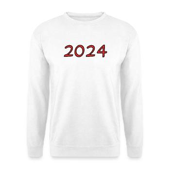 2024. FROHES NEUES JAHR. SILVESTER. NEUJAHR - Unisex Pullover - Weiß - Vorne - Alina (178cm) & Michal (187cm)