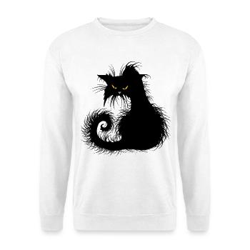 Katze Strassenkatzen Kater schwarz böse krank - Unisex Pullover - Weiß - Vorne - Alina (178cm) & Michal (187cm)