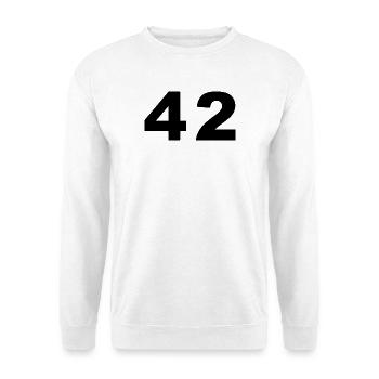 Number - 42 - Forty Two - Unisex Pullover - Weiß - Vorne - Alina (178cm) & Michal (187cm)