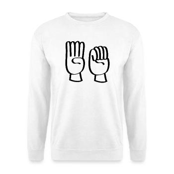 Häusliche Gewalt oder häusliche Gewalt stoppen. - Unisex Pullover - Weiß - Vorne - Alina (178cm) & Michal (187cm)