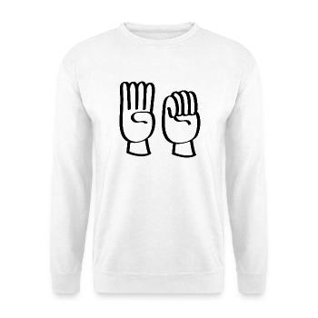 Häusliche Gewalt oder häusliche Gewalt stoppen. - Unisex Pullover - Weiß - Vorne - Alina (178cm) & Michal (187cm)