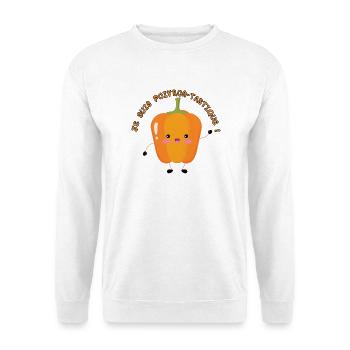 Ich bin ein tastischer Pfeffer - Unisex Pullover - Weiß - Vorne - Alina (178cm) & Michal (187cm)
