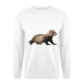 Verspieltes Frettchen Kaninchenjagd - Unisex Pullover - Weiß - Vorne - Alina (178cm) & Michal (187cm)