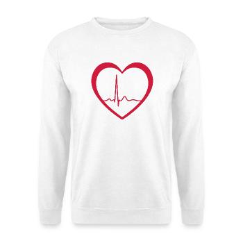 Herzschlag-EKG-Linie Medizinischer Pulswellen-Ikon-Vektor - Unisex Pullover - Weiß - Vorne