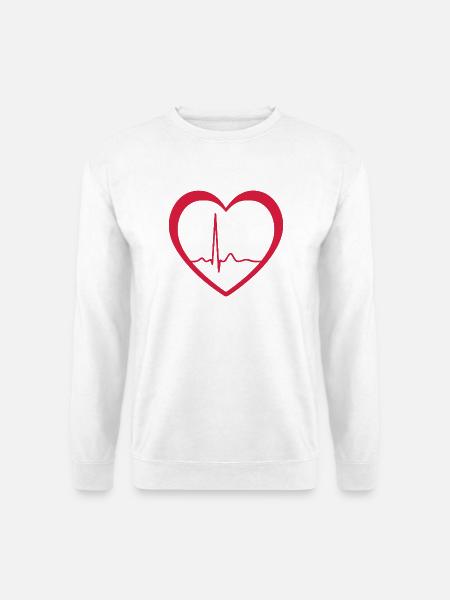 Heartbeat ECG Line Medical Pulse Wave Icon Vector - Unisex Sweatshirt - white
