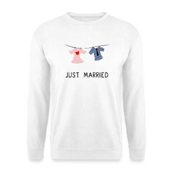 JUST MARRIED. MARRIED. ES LEBE DIE EHE - Unisex Pullover - Weiß - Vorne - Alina (178cm) & Michal (187cm)