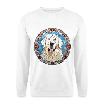 Große Pyrenäen Hunderasse Aquarellglas - Unisex Pullover - Weiß - Vorne - Alina (178cm) & Michal (187cm)